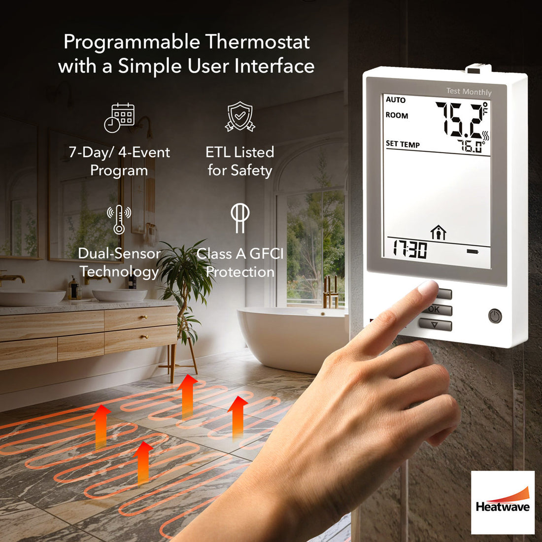 0.25 W 240 Volt Underfloor Heating System Kit with Programmable Thermostat