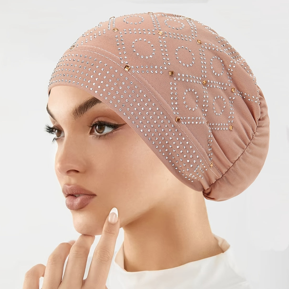womens fashionable encrusted headscarf hat hat