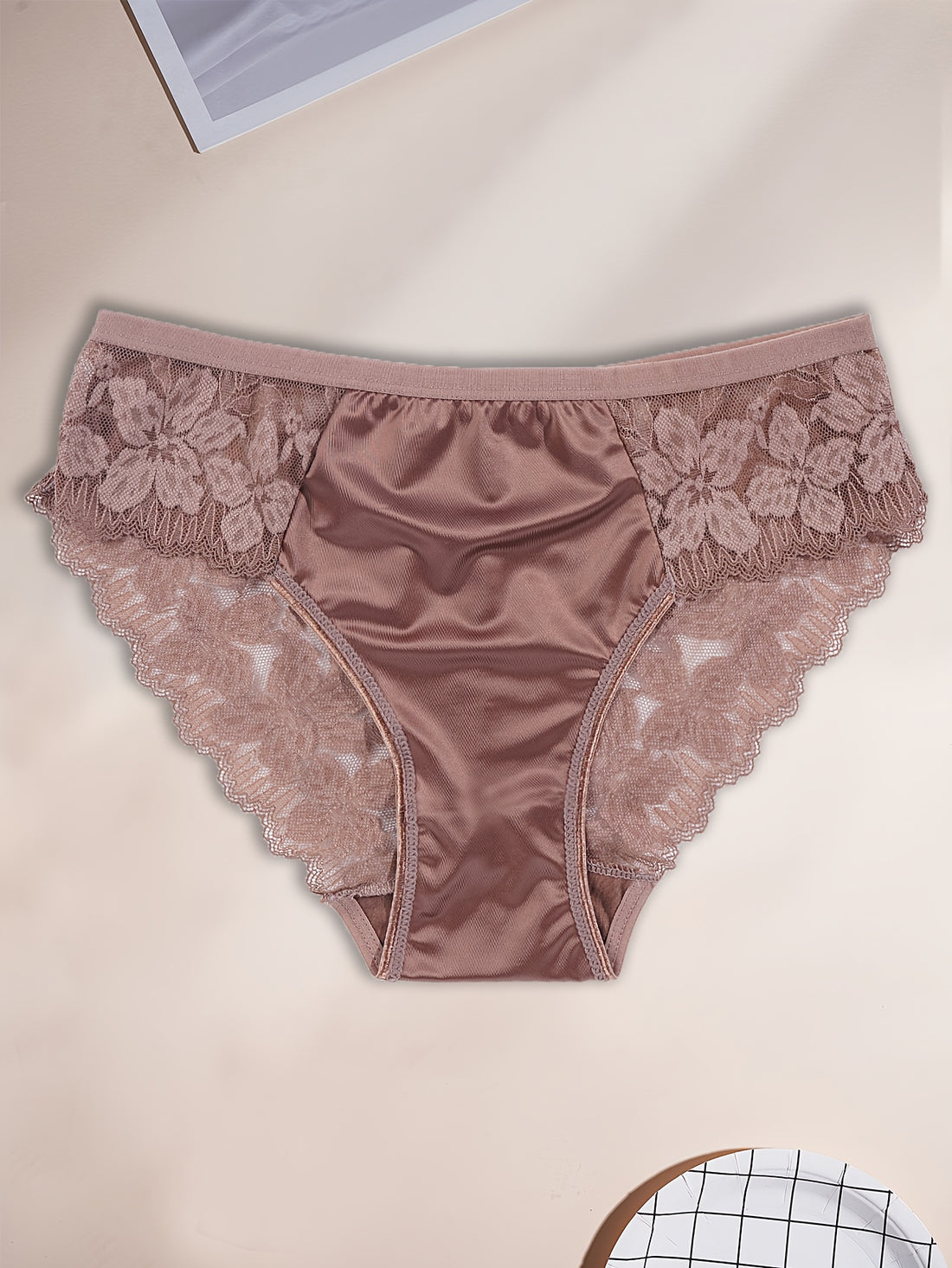 3pcs solid color fabric floral contrast lace