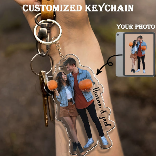 1 photo text keychain