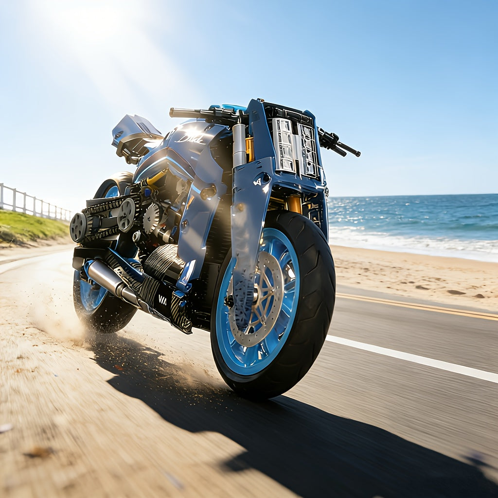 1 8 motorcycle building blocks high assembly