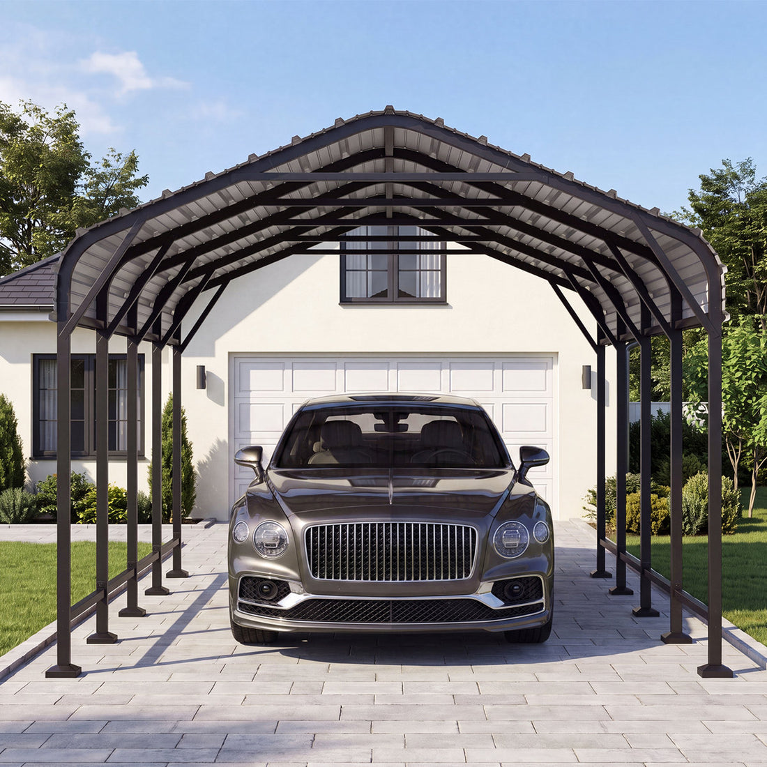 12 Ft. W X 20 Ft. D Heavy Duty Carport With Galvanized Steel Roof