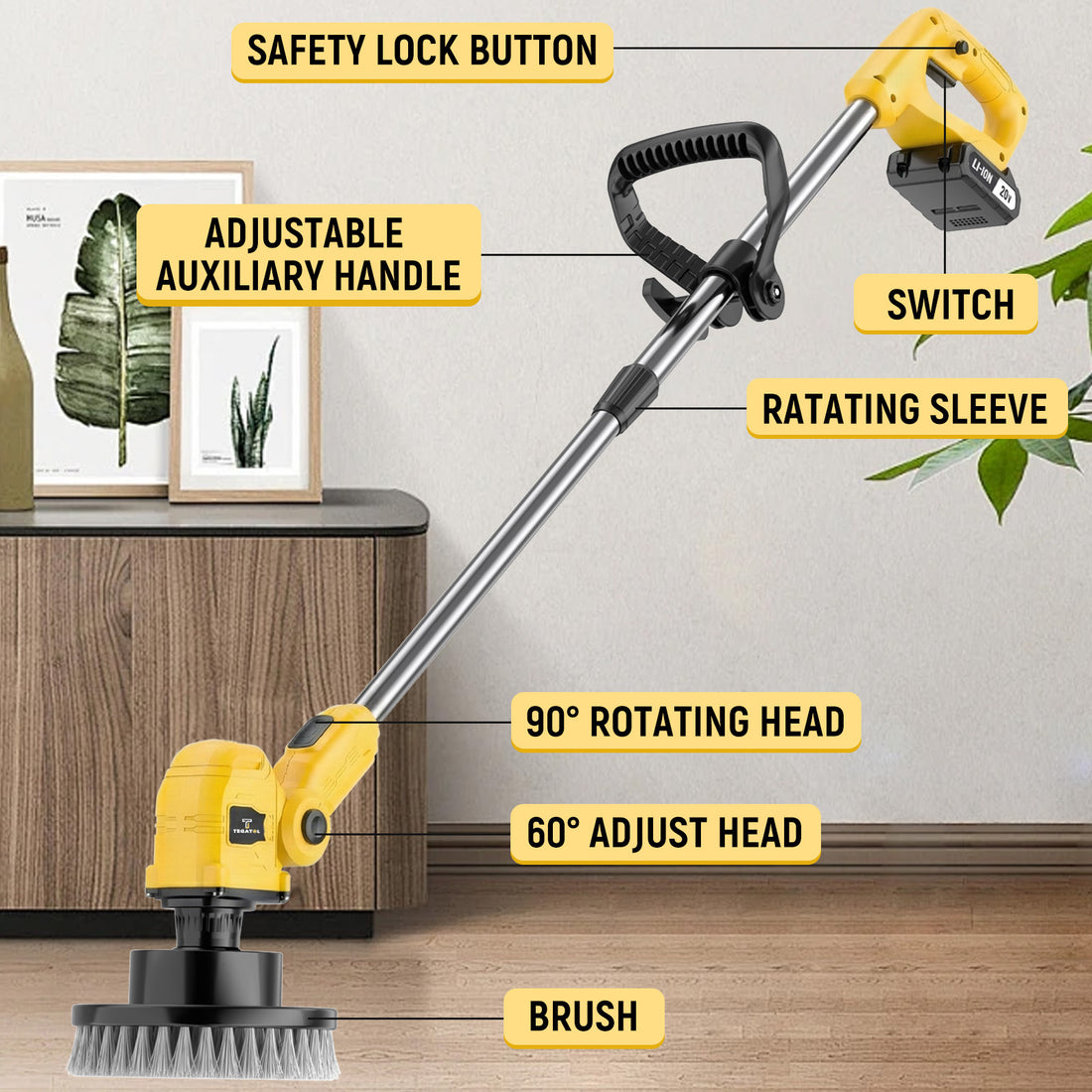 wireless rotating floor cleaner 2 brushes 4 mop pads a