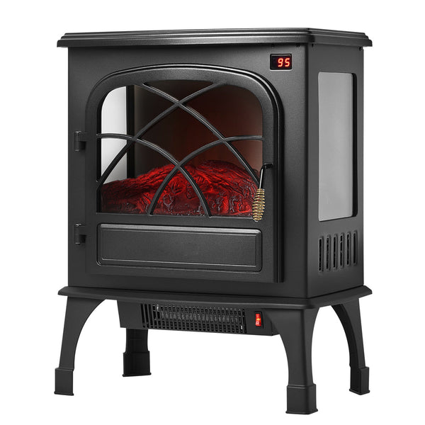 1500W Freestanding Electric Fireplace Heater 25.5 Inch, Quick Installation With 4 Support Legs, Efficient Infrared Heating For Cold Seasons, Realistic 3D Flames A Cozy Home, Black Nylon Build Inch