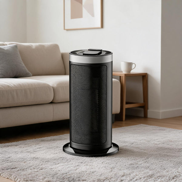 1500W Portable Ceramic Space Heater, PTC Electric Fan 900W Low Setting, Overheat & Tip-Over Protection, Black