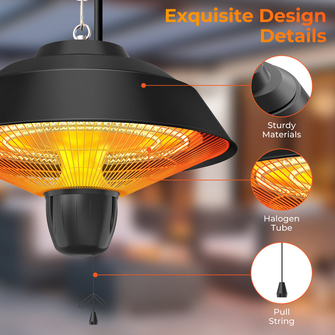 1500watt Hanging Electric Patio Heater