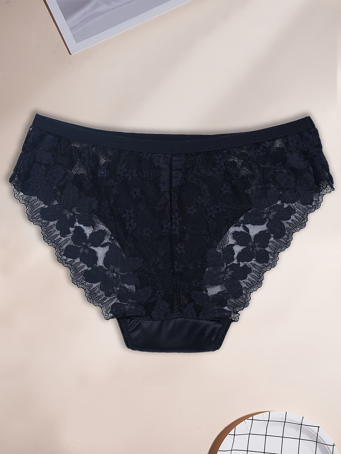 3pcs solid color fabric floral contrast lace