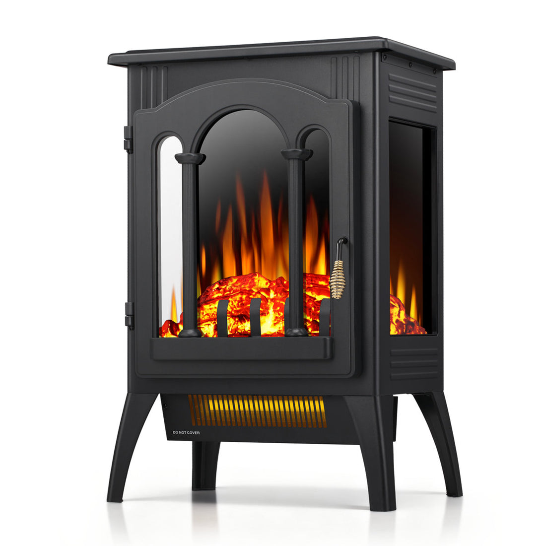 16 Electric Fireplace Stove Heater - 1500W Infrared, 2 Heat Modes, Thermostat & Overheat Protection