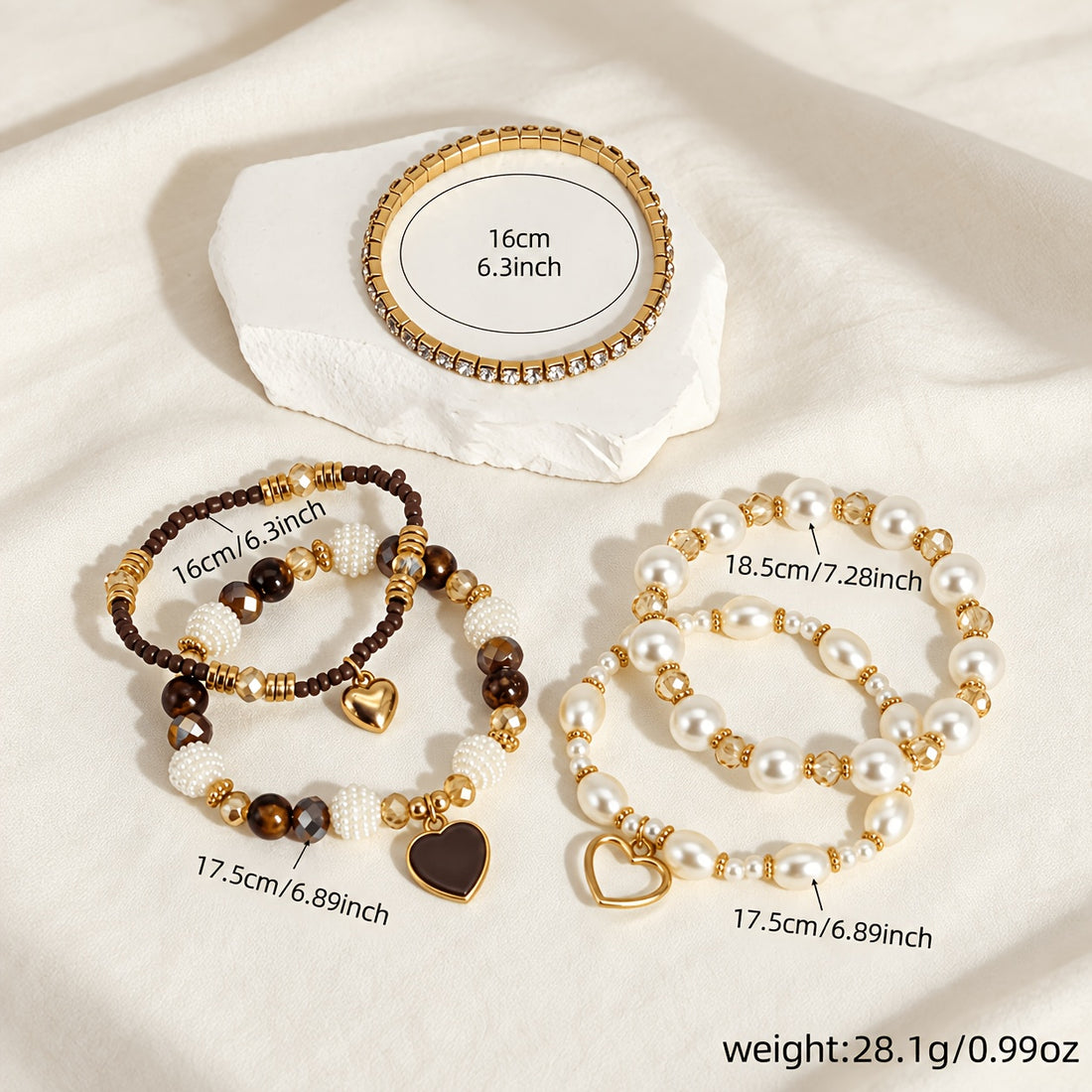 5pcs bracelet pearl handmade beading bohemian fashion