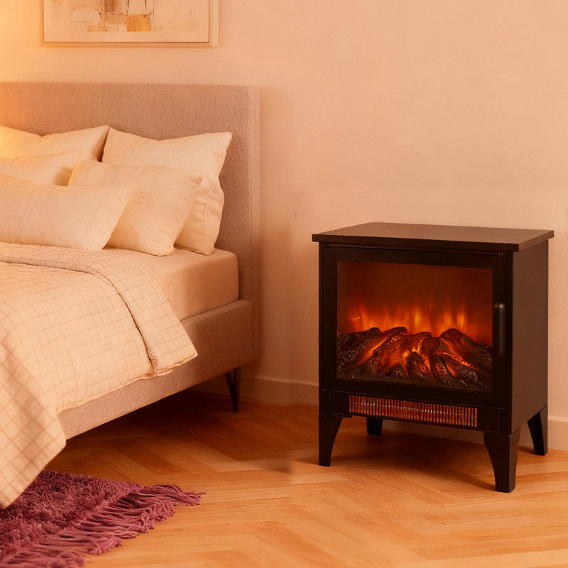17 Freestanding Electric Fireplace Heater With Realistic 3D Flames, Portable Stove For Indoor Home Use