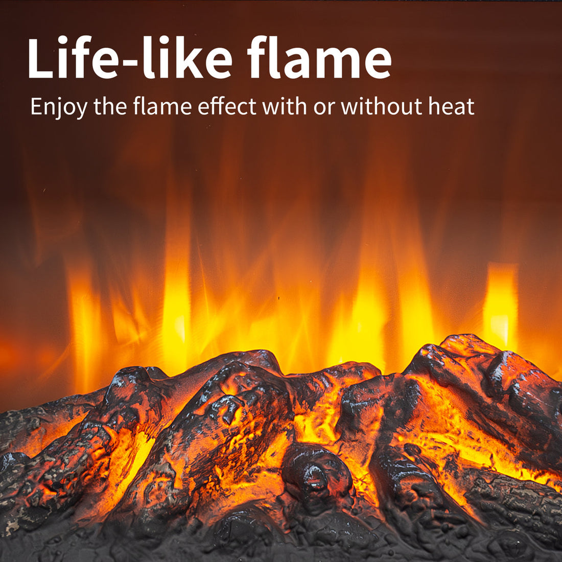 17 Inch Freestanding Electric Fireplace Stove Heater With 3D Flame Effect,Black