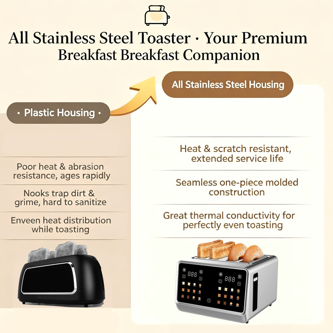 toaster 4 stainless steel digital smart toaster