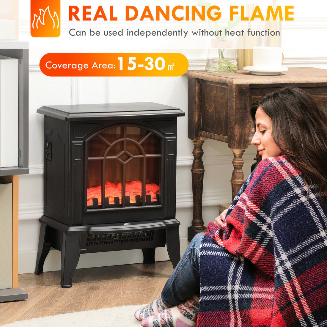 18 Electric Heater Fireplace, Realistic Flame Futurist, 750W/1500W Alterable, Portable, Overheat Protected, Black Comfort Enhancer Fireplace Stove 18, , Switchable, Heat Supplier