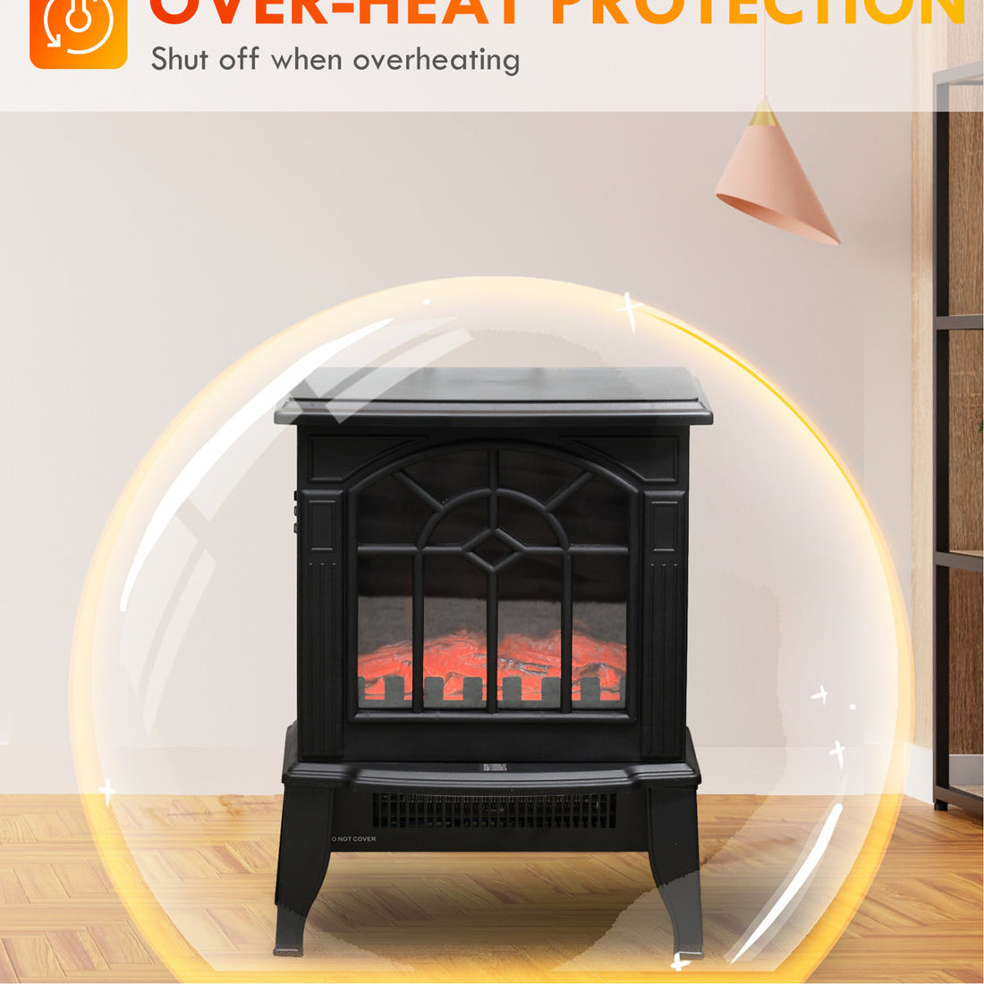 18 Electric Heater Fireplace, Realistic Flame Futurist, 750W/1500W Alterable, Portable, Overheat Protected, Black Comfort Enhancer Fireplace Stove 18, , Switchable, Heat Supplier