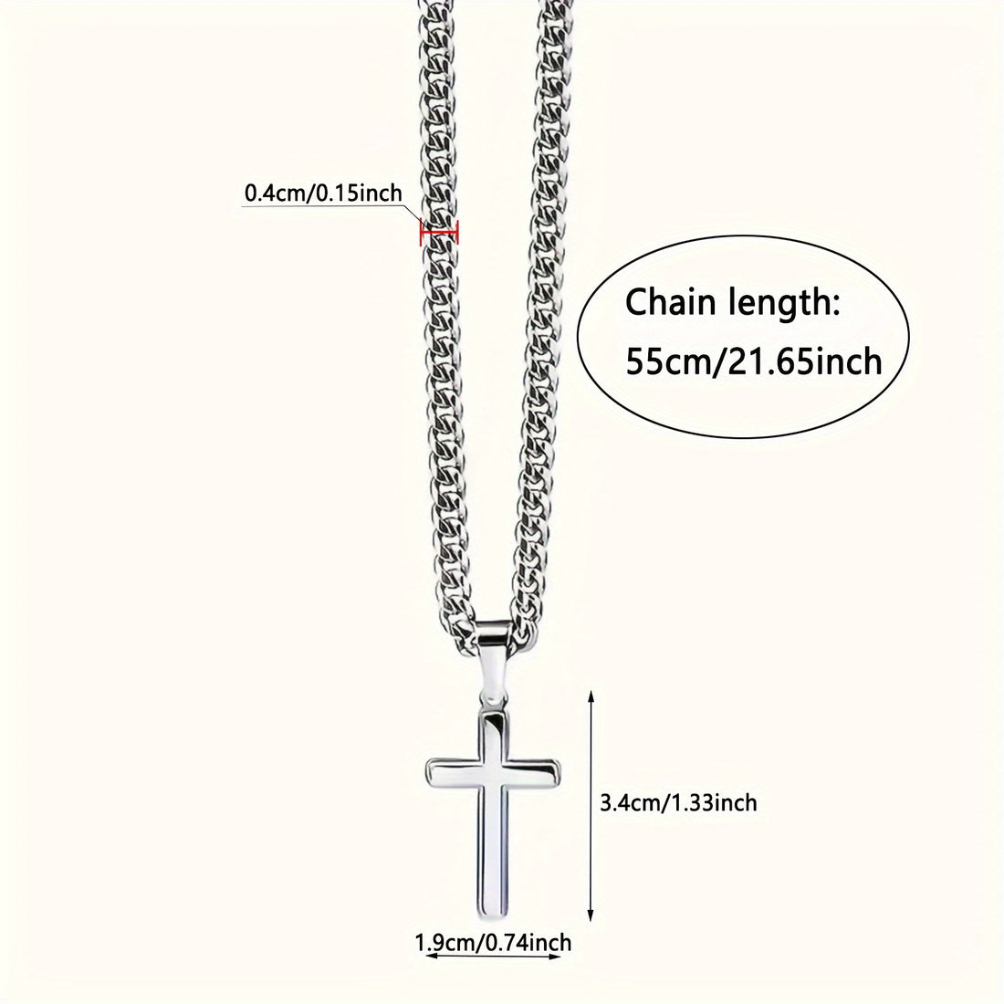 son cross necklace cuban link stainless steel cross pendant