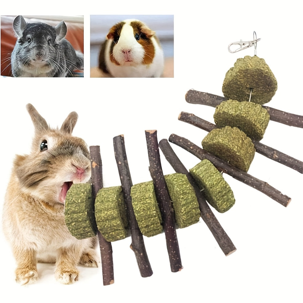 14pcs bunny chew toys hay wood