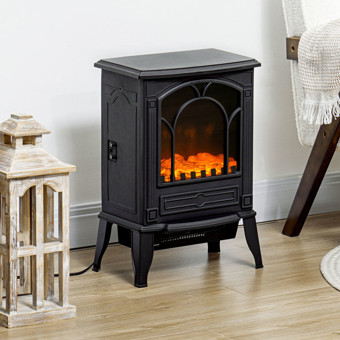 22 Electric Fireplace Stove, , 750W & 1500W, Black, Realistic Flame, Overheat Protected, Heats 161-215 Sq. Ft. Area Fireplace, 750W/1500W, Comfortably