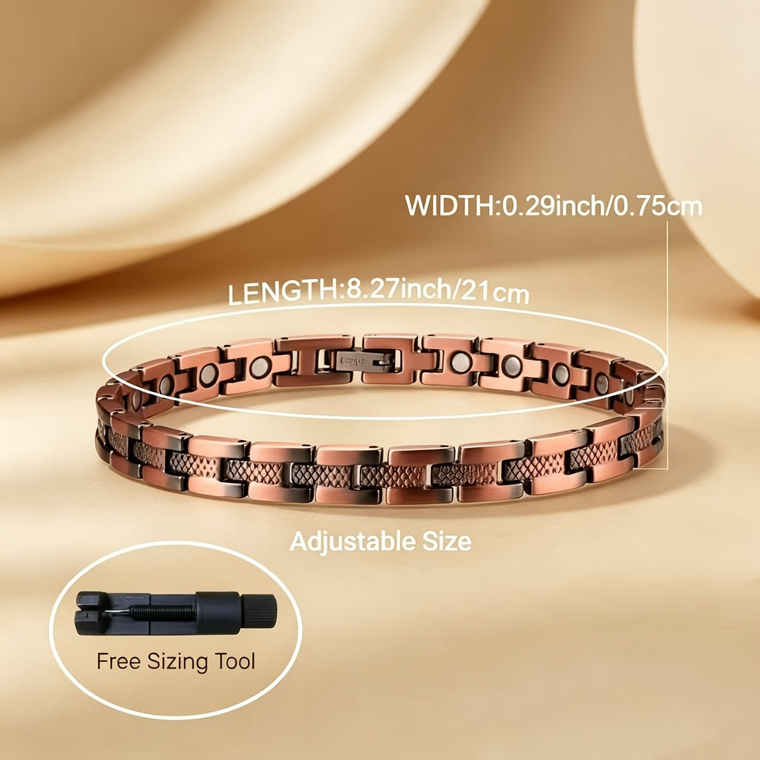 2pcs set womens copper magnetic anklets a free size