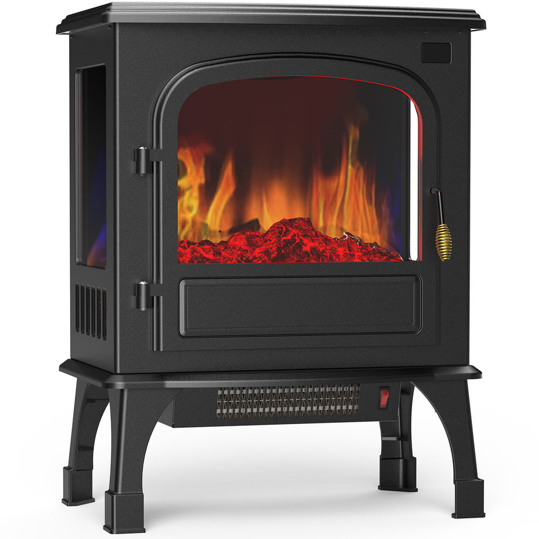 26 Freestanding Vintage Cabinet Style Electric Fireplace Stove with Remote Control & 3D Realistic Flame Effect