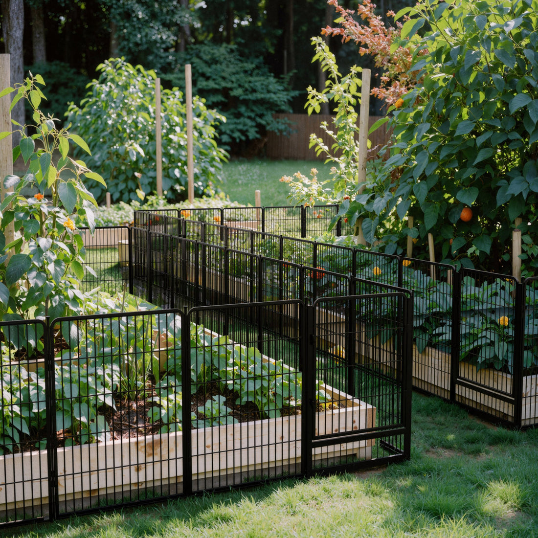 (8 Fence Panels) No Dig Easy Install Metal Fence, Decorative Fence Ideal For Garden Fencing For Dogs, Temporary Fence Or Garden Fence Animal Barrier