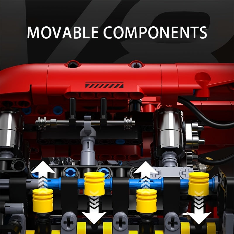 v8 red model 1289 1370pcs v4 engine 1001pcs a