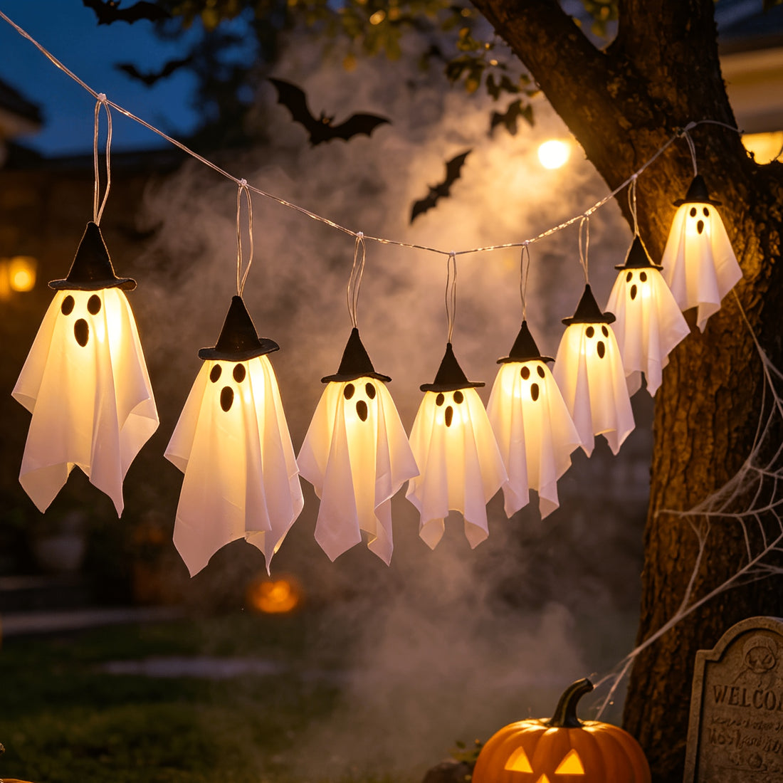 2026 new style 1 set 8 hanging halloween lights hat