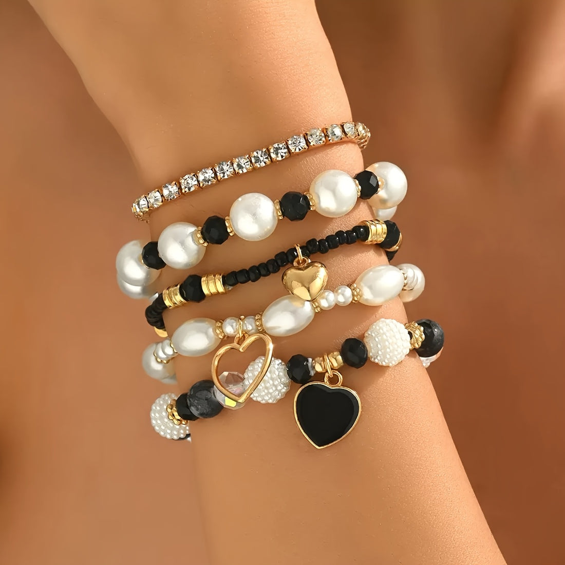 5pcs bracelet pearl handmade beading bohemian fashion