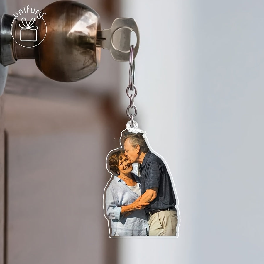 1 photo text keychain