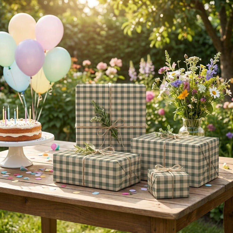 1 roll green wrapping paper roll rustic