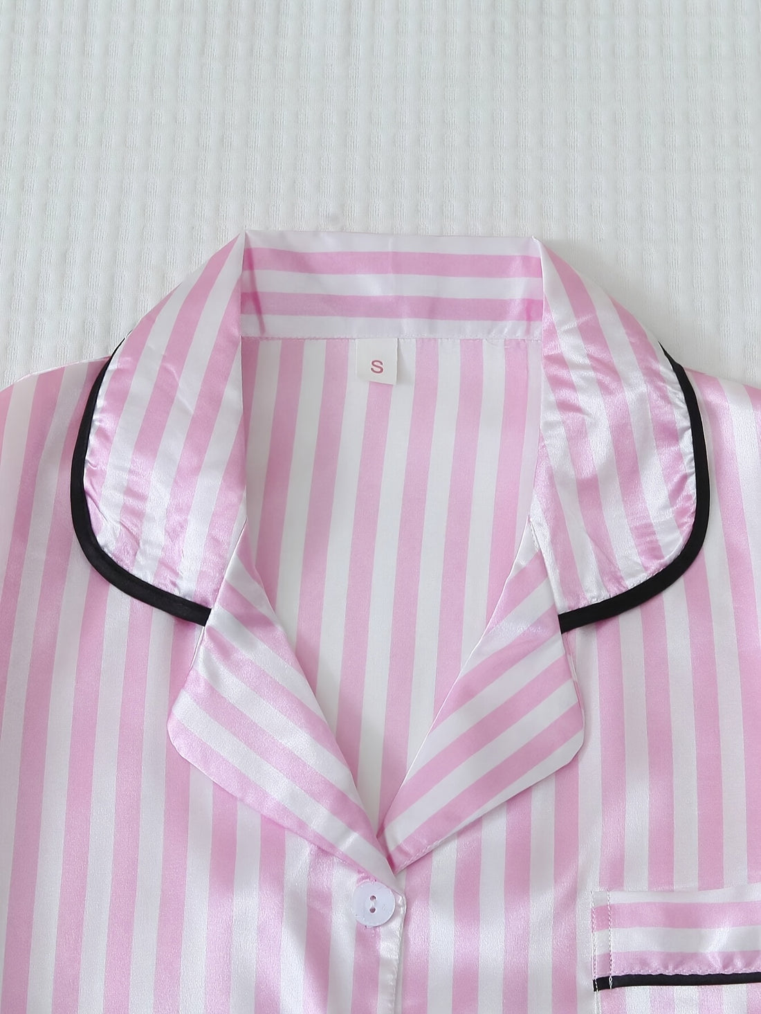 summer womens pajamas pink striped bow short sleeve shorts