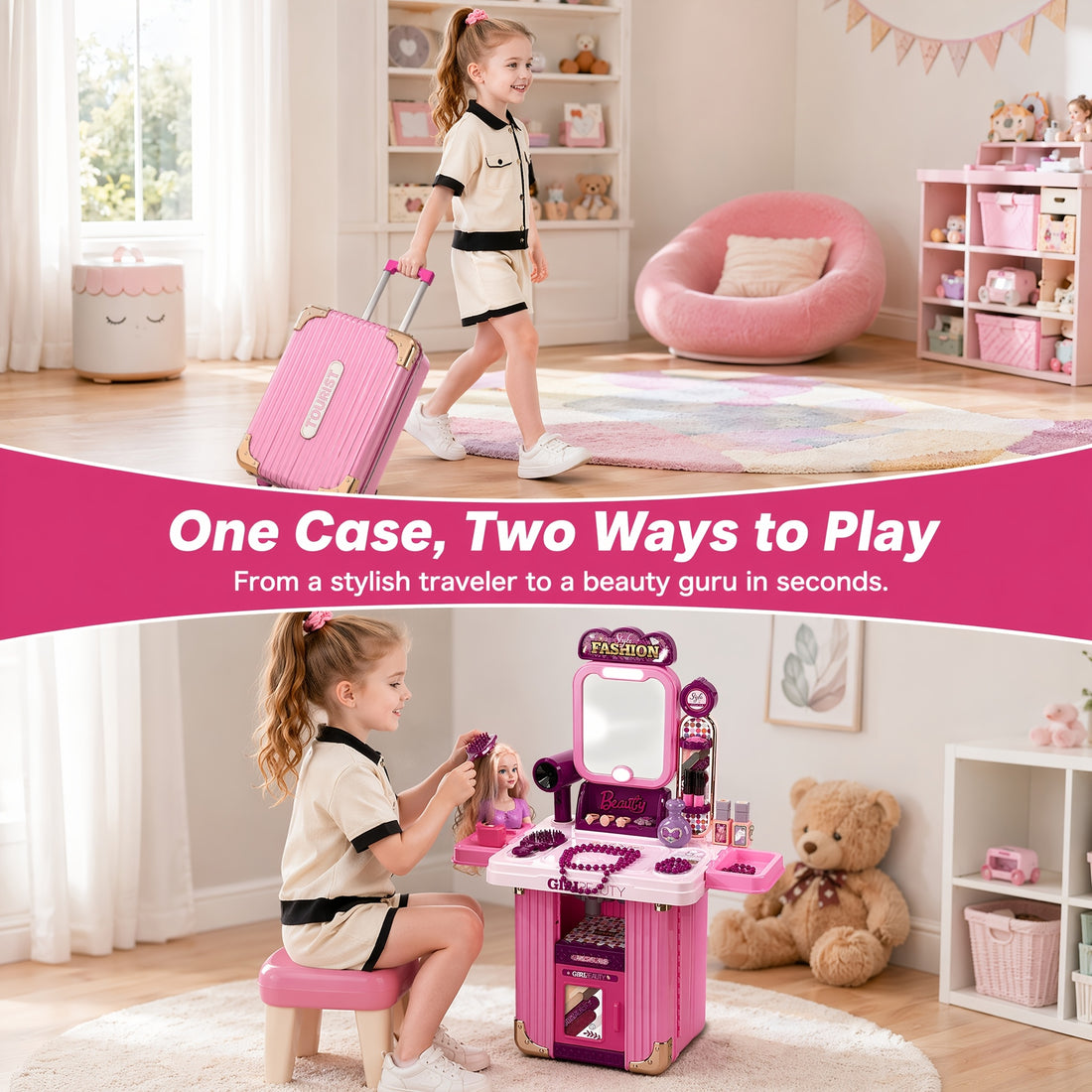 2 in toy portable suitcase makeup
