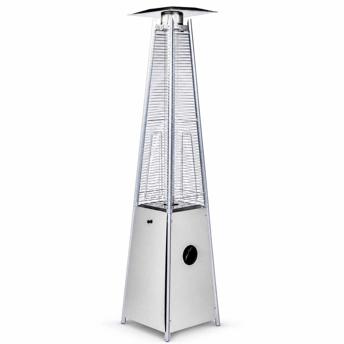 40,000 BTU Stainless Steel Pyramid Propane Patio Heater with Quartz Glass Tube and Wheels