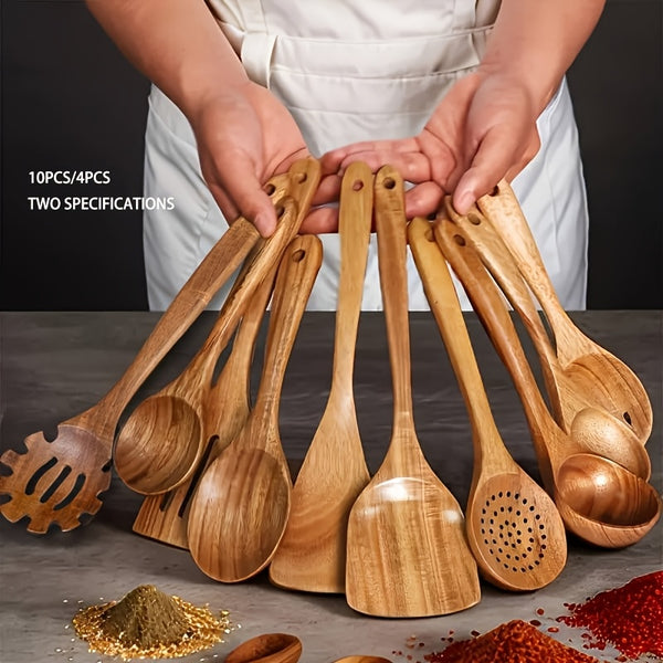 10 4 piece wooden kitchen utensil set natural wooden spoons
