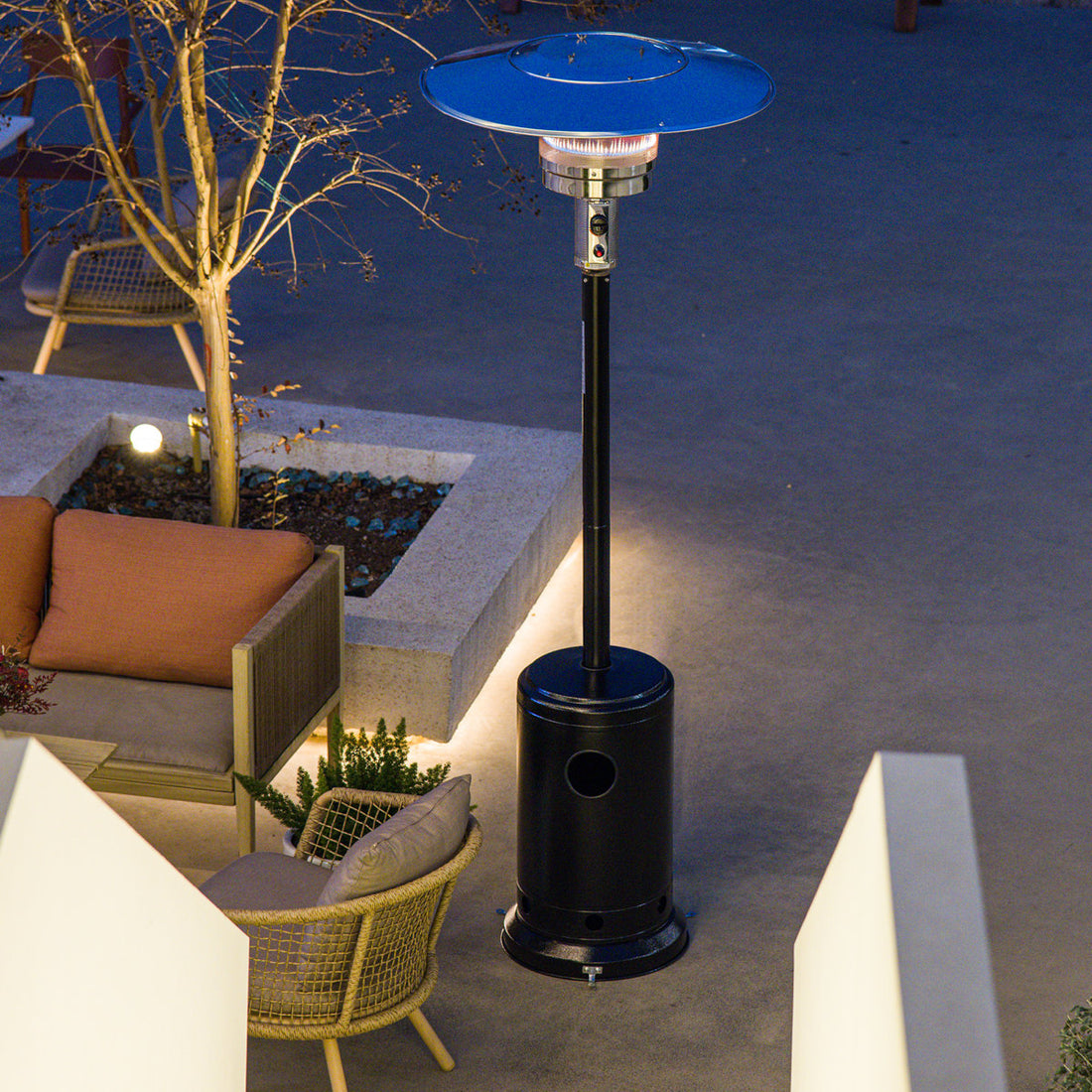 46,000 Btu Propane Patio Heater For Outdoor Use With Wheels Ideal For Backyard, Garden