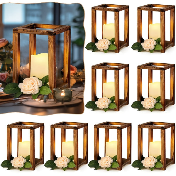 16pcs wooden candle lantern set 8 rustic wedding