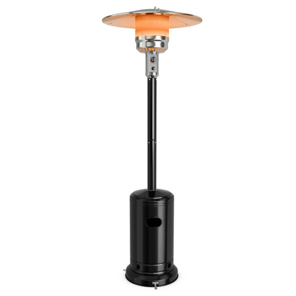 48000 BTU Stainless Steel Propane Patio Heater, Black Standing Patio Heater with Trip Over Protection