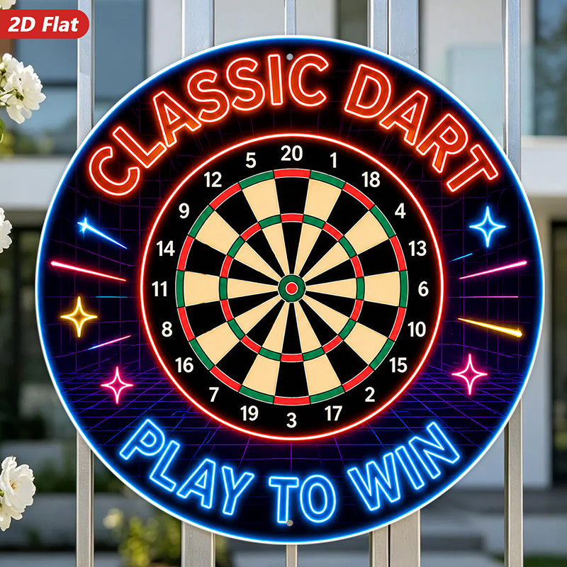 2d flat 1pc retro game wall sign round dartboard