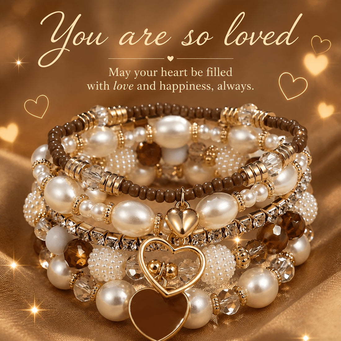 5pcs bracelet pearl handmade beading bohemian fashion