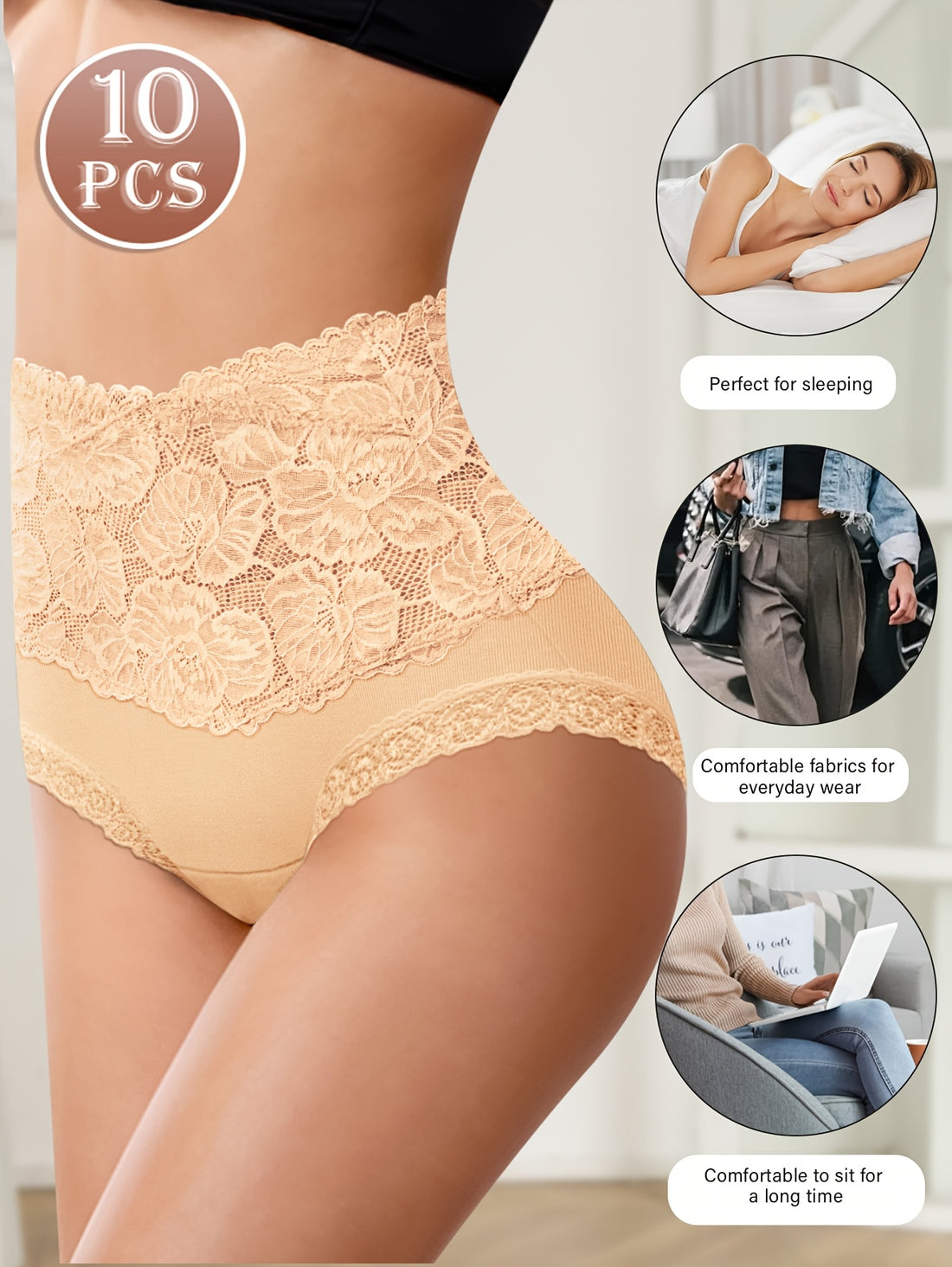 10pack elegant lace panties high waisted tummy
