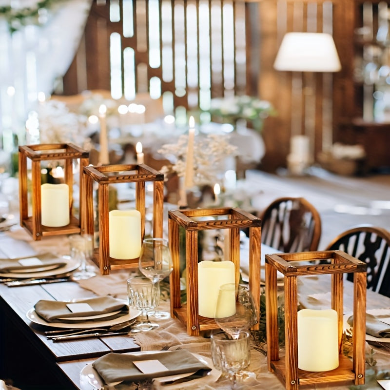 16pcs wooden candle lantern set 8 rustic wedding
