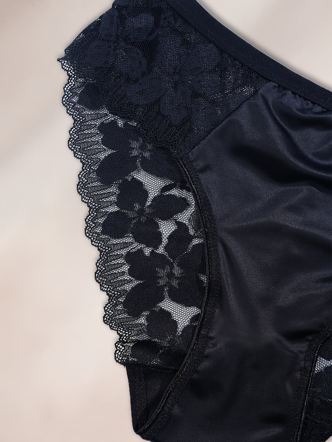 3pcs solid color fabric floral contrast lace
