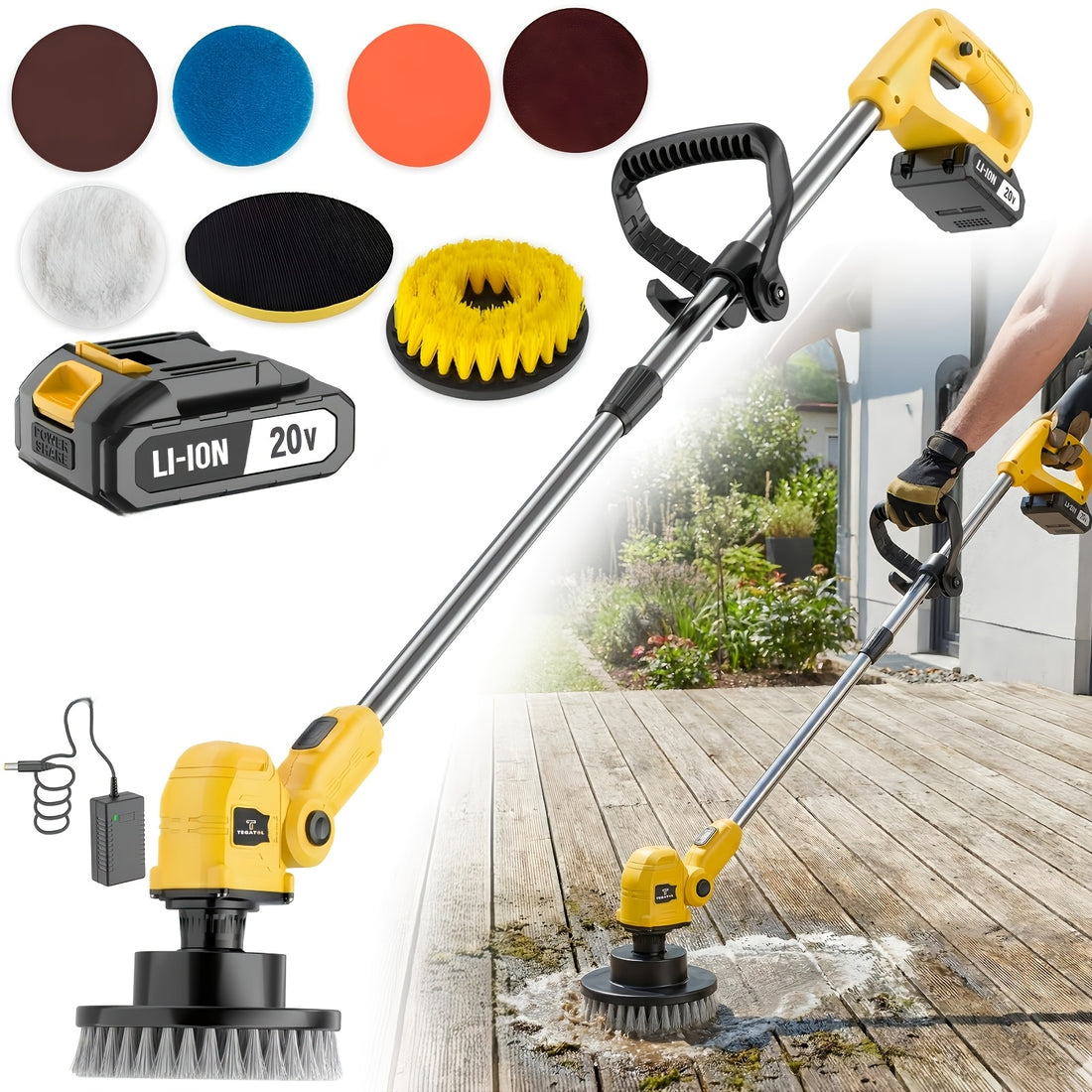 wireless rotating floor cleaner 2 brushes 4 mop pads a