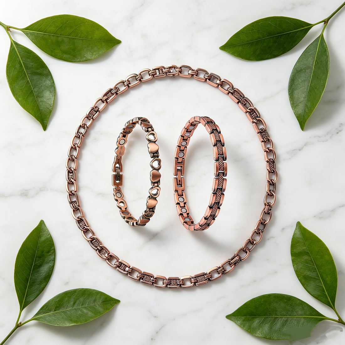 2pcs set womens copper magnetic anklets a free size