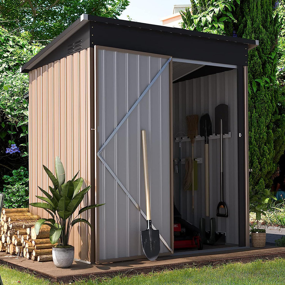 5 ft. W x 3 ft. D Metal Lean-To Storage Shed