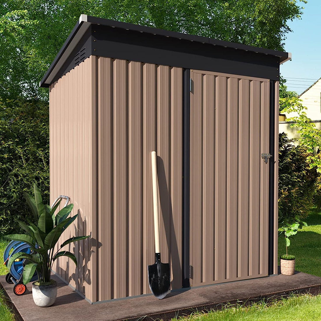 5 ft. W x 3 ft. D Metal Lean-To Storage Shed