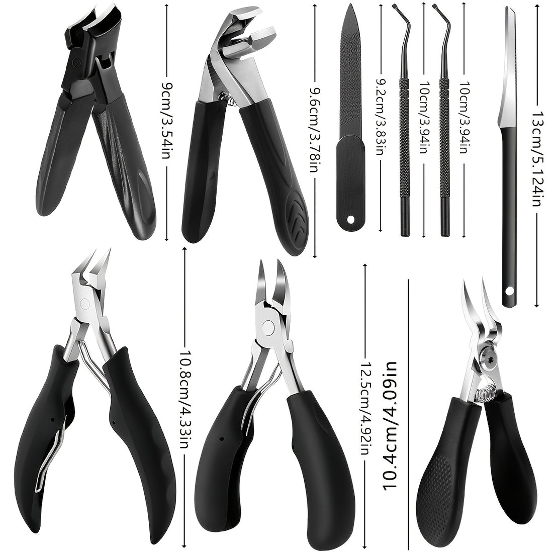 9pcs long handle heavy duty nail clipper set sharp curved