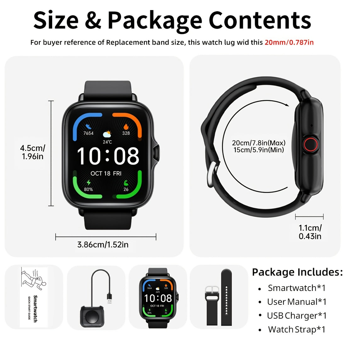smart watch 1 83 full display message answer