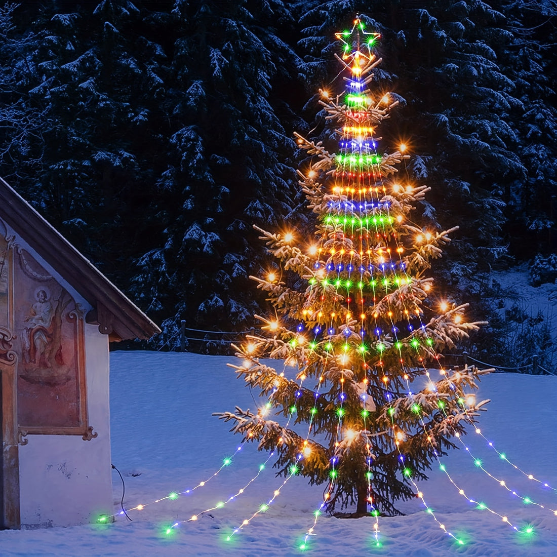 11 48 colorful christmas outdoor waterfall star shaped