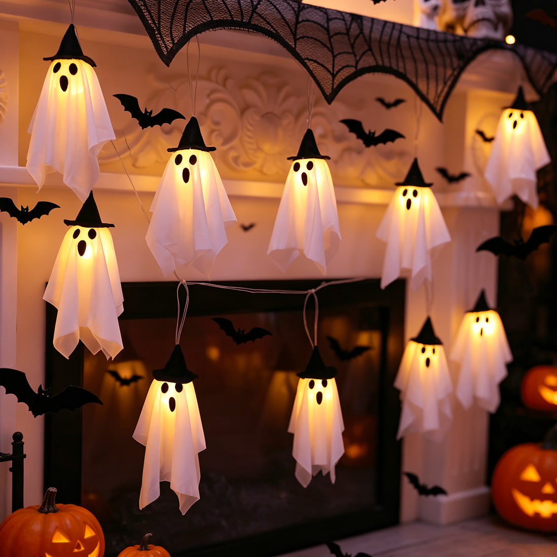2026 new style 1 set 8 hanging halloween lights hat
