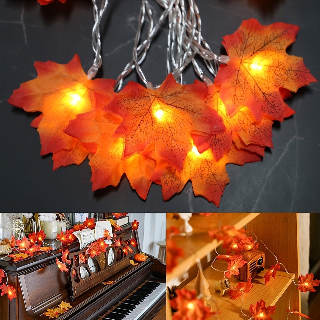 1 pack led battery powered maple leaf fairy indoor